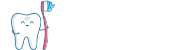 The image shows a logo with the text  Dental Works  below a stylized tooth character, accompanied by a phone number and a website URL.